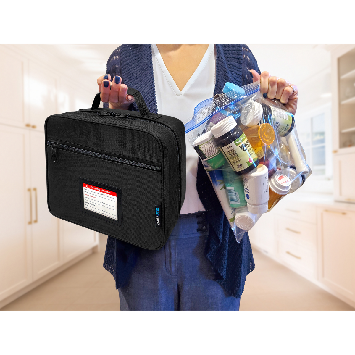 Large Original Pill Bottle Organizer Bag with Emergency Card Pocket
