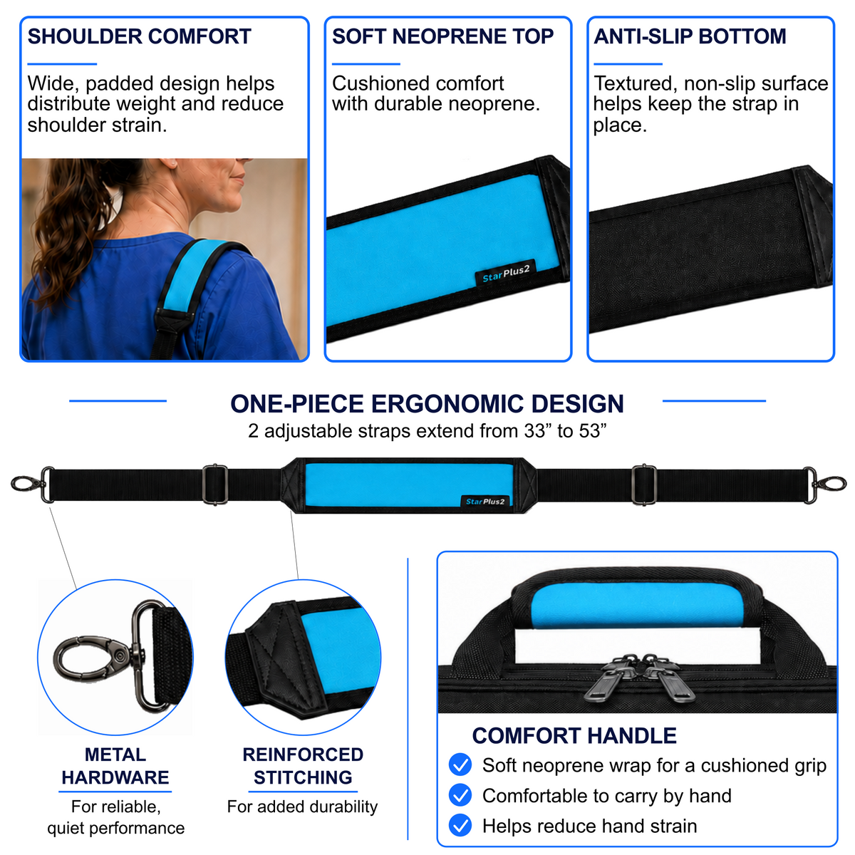 Professional Rolling Nurse Bag, Large Capacity, 4 Lockable Compartments, Telescope Handle, TSA Lock, Shoulder Strap