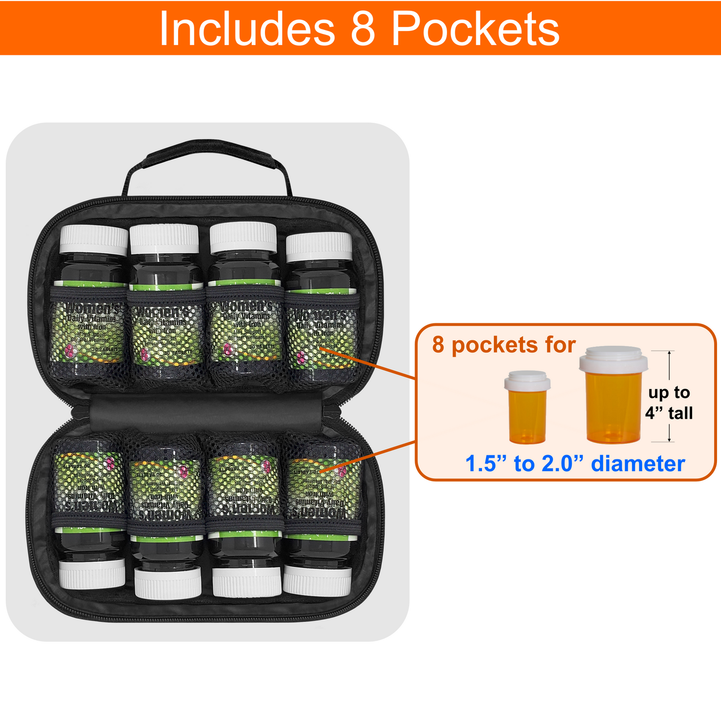 Small Pill Bottle Travel Organizer Bag