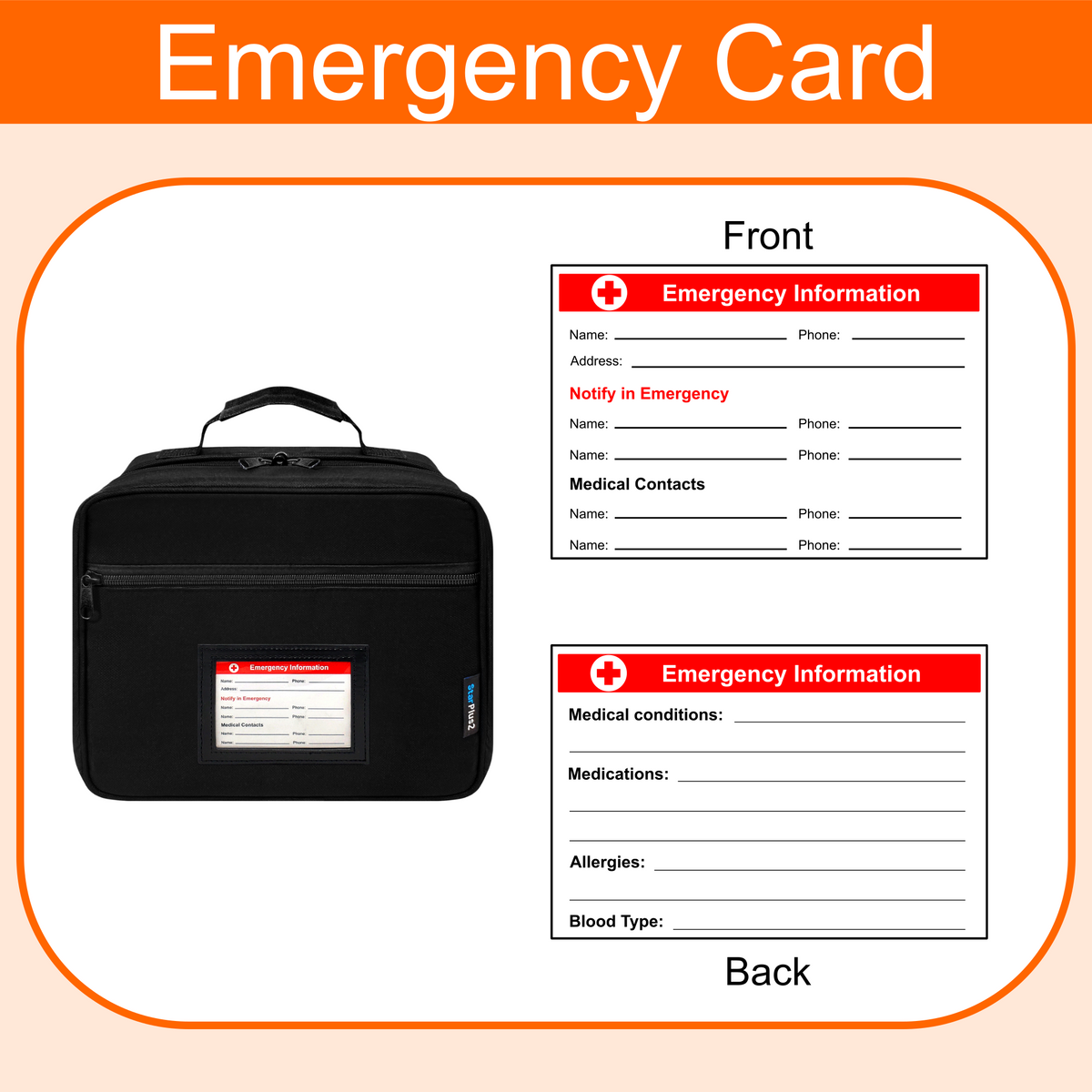 Large Original Pill Bottle Organizer Bag with Emergency Card Pocket