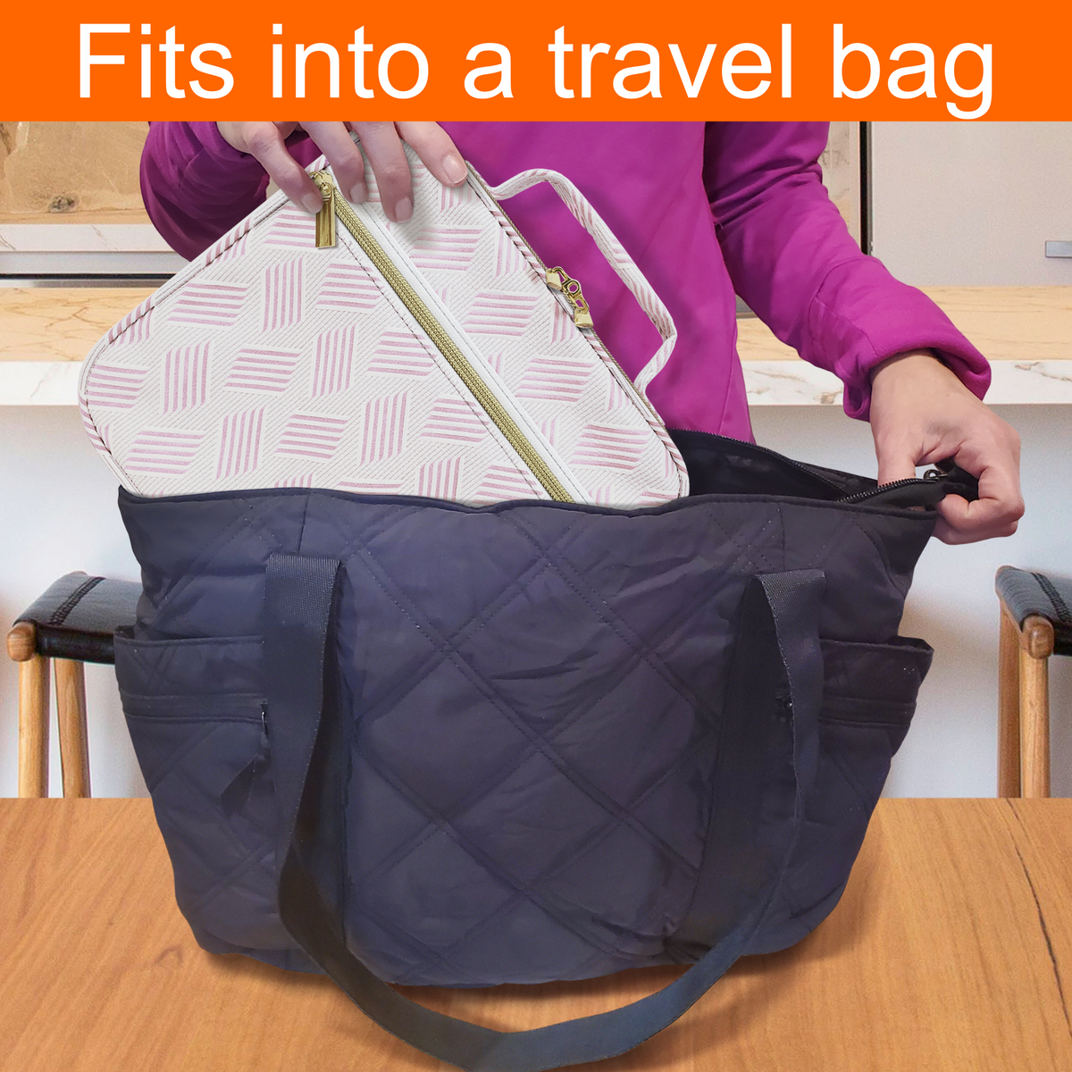 Medium Pill Bottle Organizer Bag - Jacquard Fabric