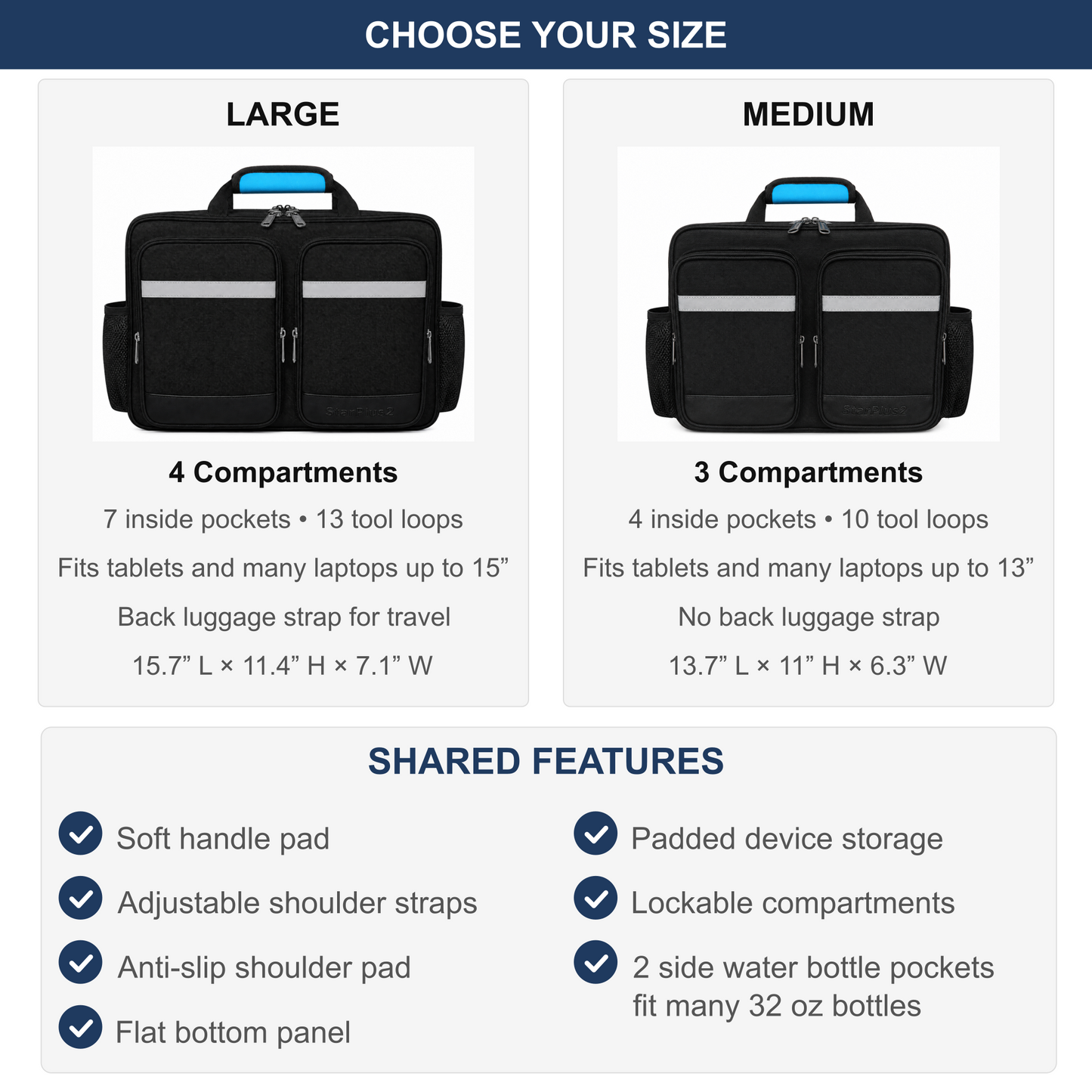 Large Professional Nurse Shoulder Bag, 4 Compartments, Comfort Features