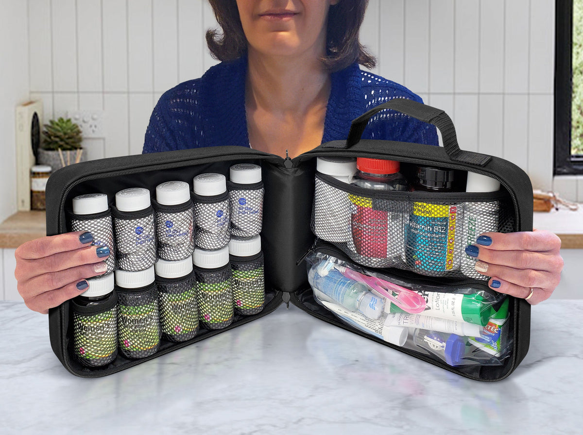 Large Original Pill Bottle Organizer Bag with Emergency Card Pocket