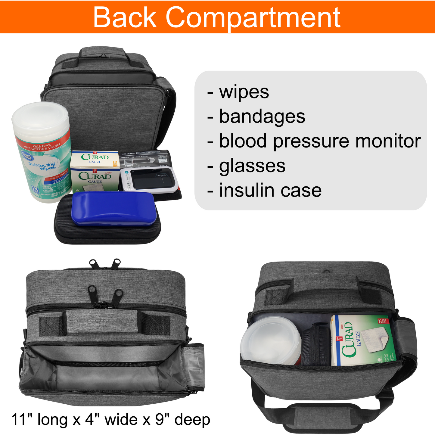 Large 2-Compartment Modular Pill Bottle Bag