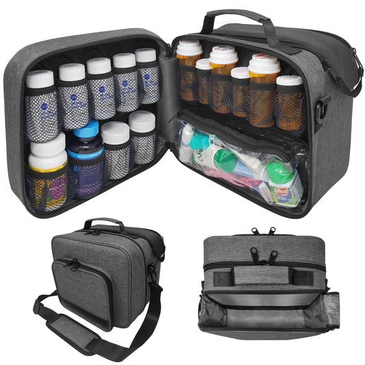 Large 2-Compartment Modular Pill Bottle Bag