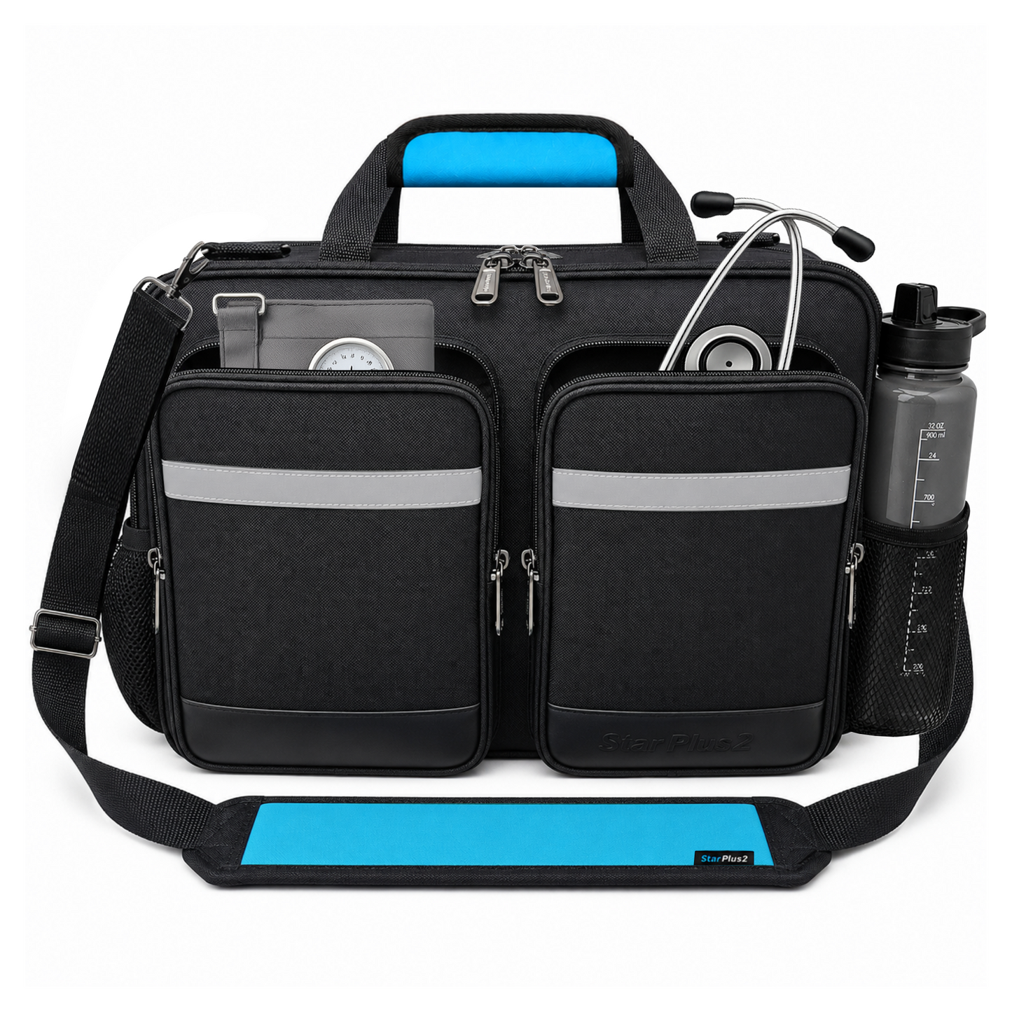 Large Professional Nurse Shoulder Bag, 4 Compartments, Comfort Features