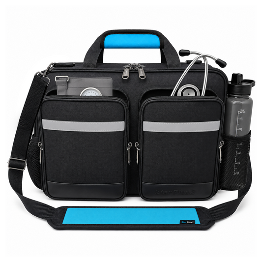 Large Professional Nurse Shoulder Bag, 4 Compartments, Comfort Features