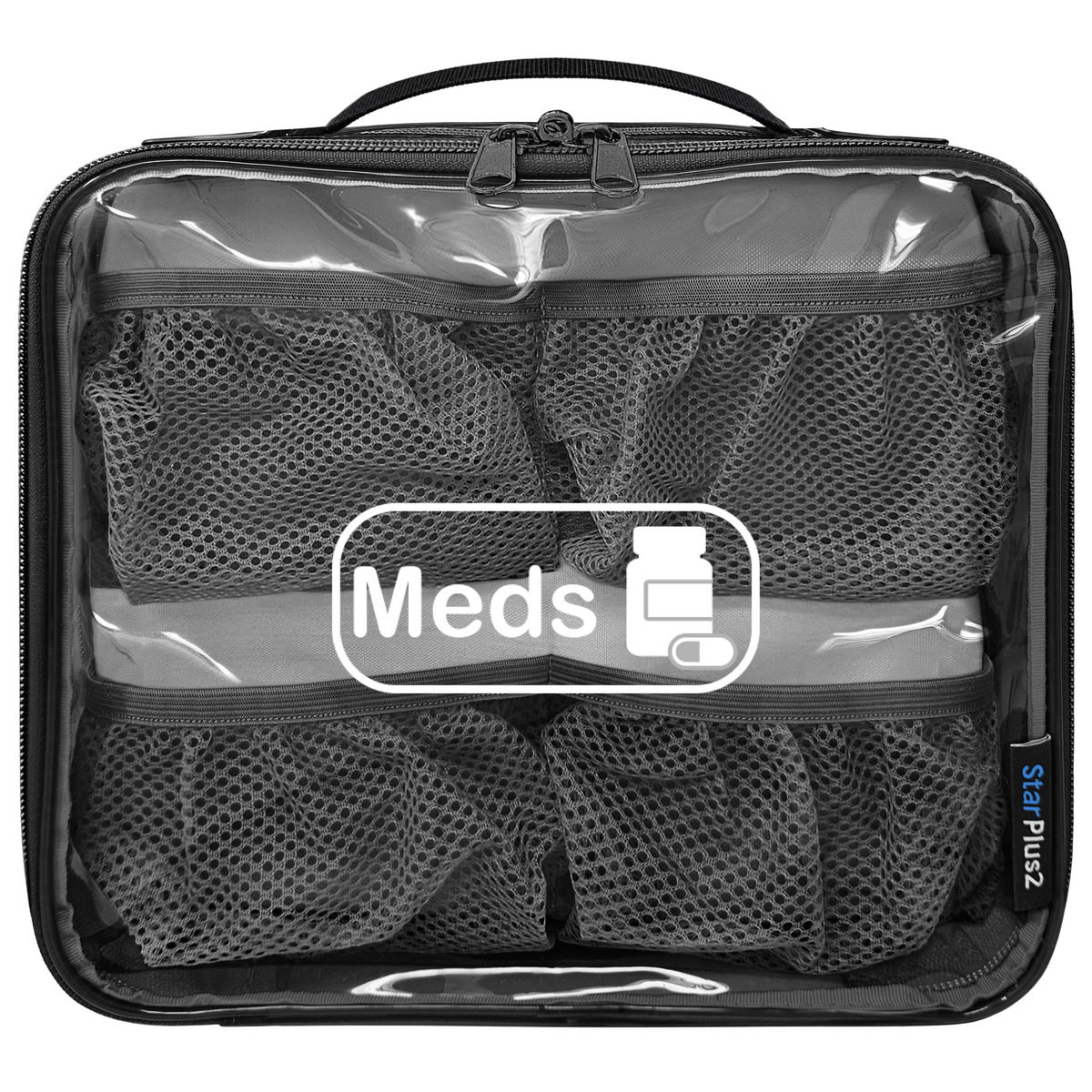 Large 2-Compartment Clear TPU Pill Bottle Organizer Bag