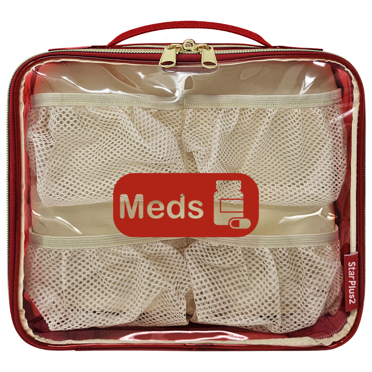 Large 2-Compartment Clear TPU Pill Bottle Organizer Bag