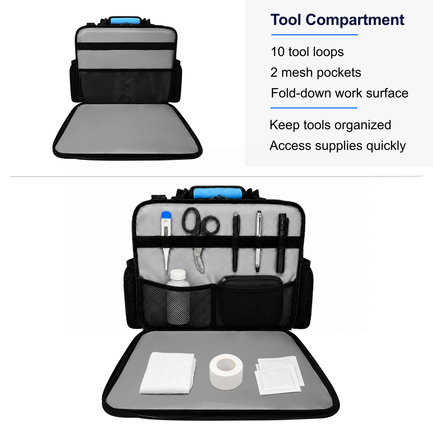 Medium Professional Nurse Shoulder Bag, 3 Compartments, Comfort Features