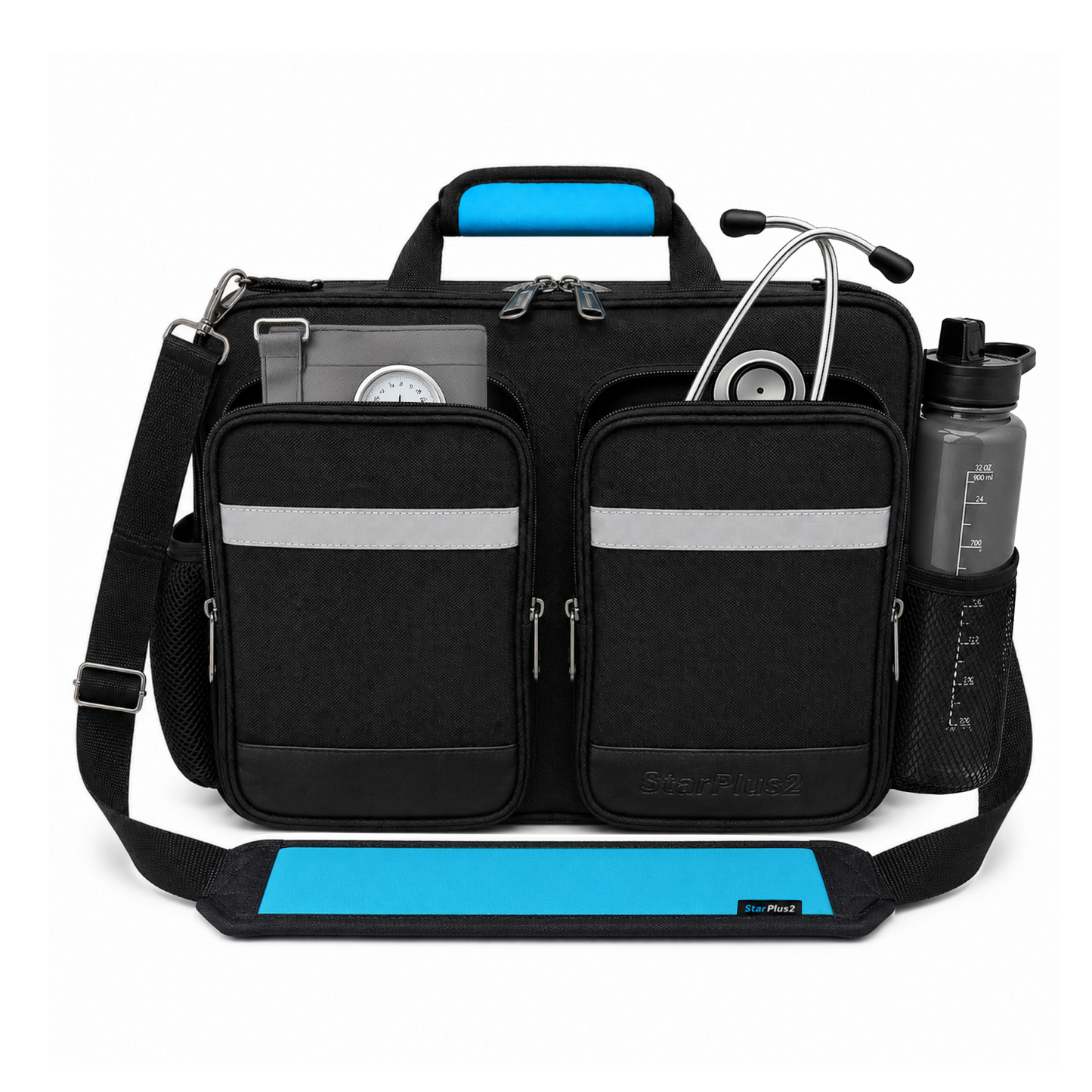 Medium Professional Nurse Shoulder Bag, 3 Compartments, Comfort Features
