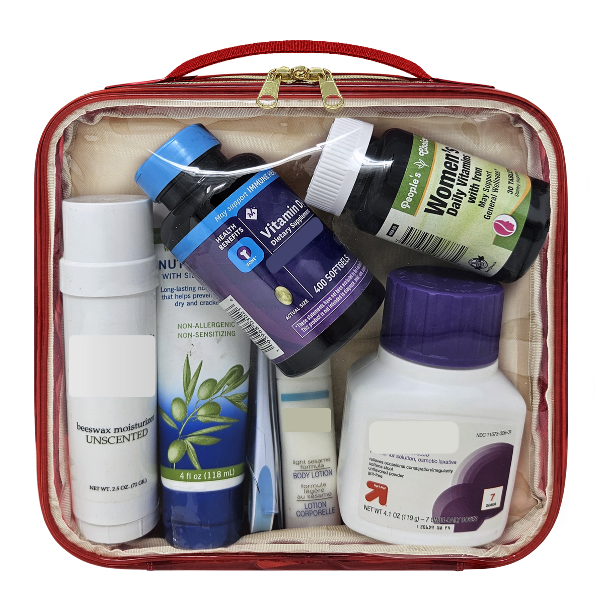 Medium 2-Compartment Clear TPU Pill Bottle Organizer Bag