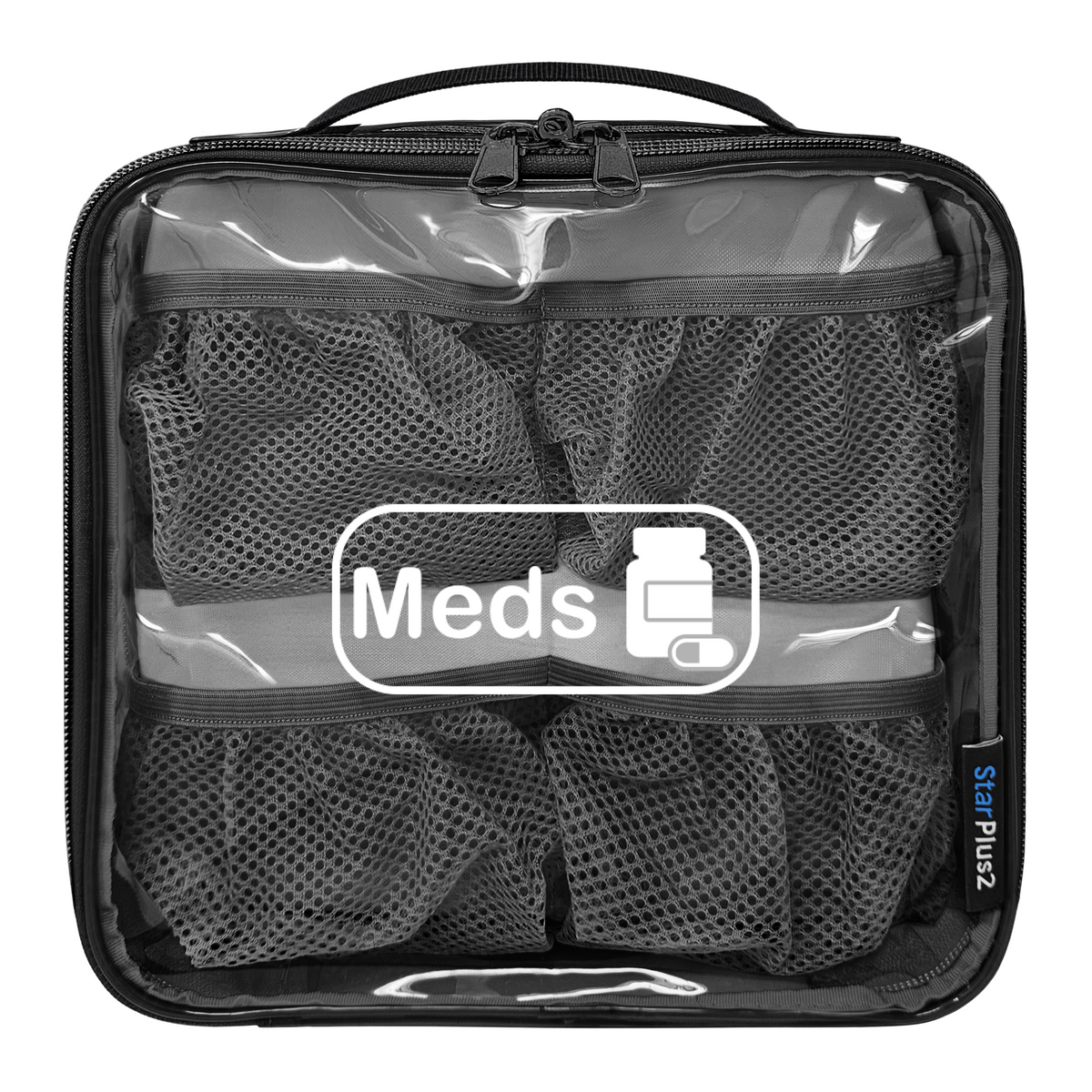 Medium 2-Compartment Clear TPU Pill Bottle Organizer Bag