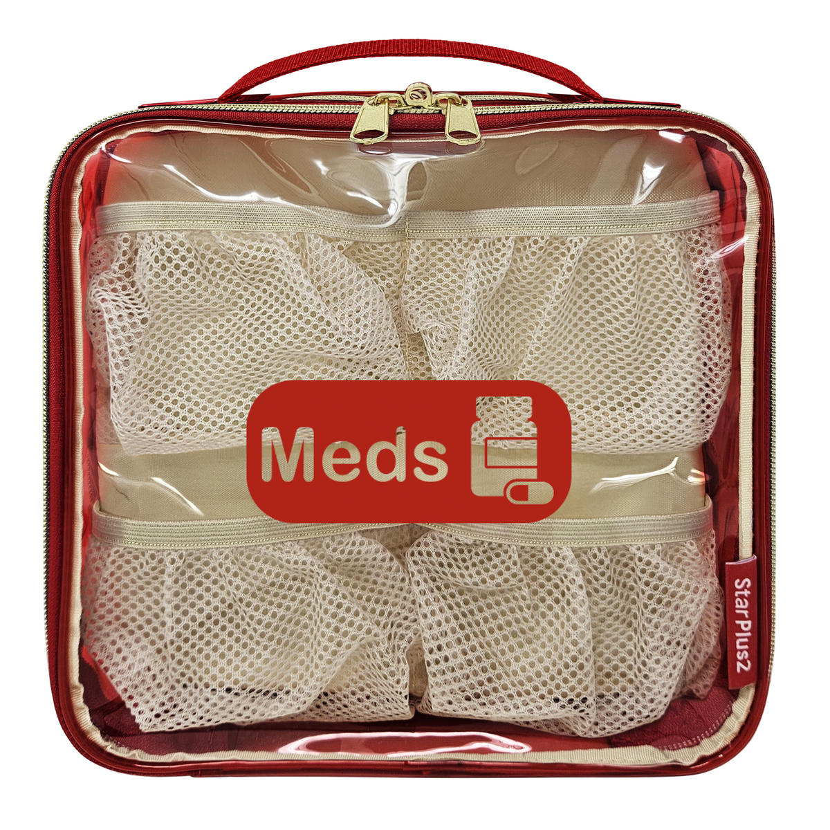 Medium 2-Compartment Clear TPU Pill Bottle Organizer Bag