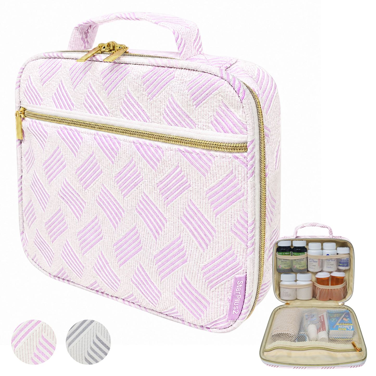 Medium Pill Bottle Organizer Bag - Jacquard Fabric