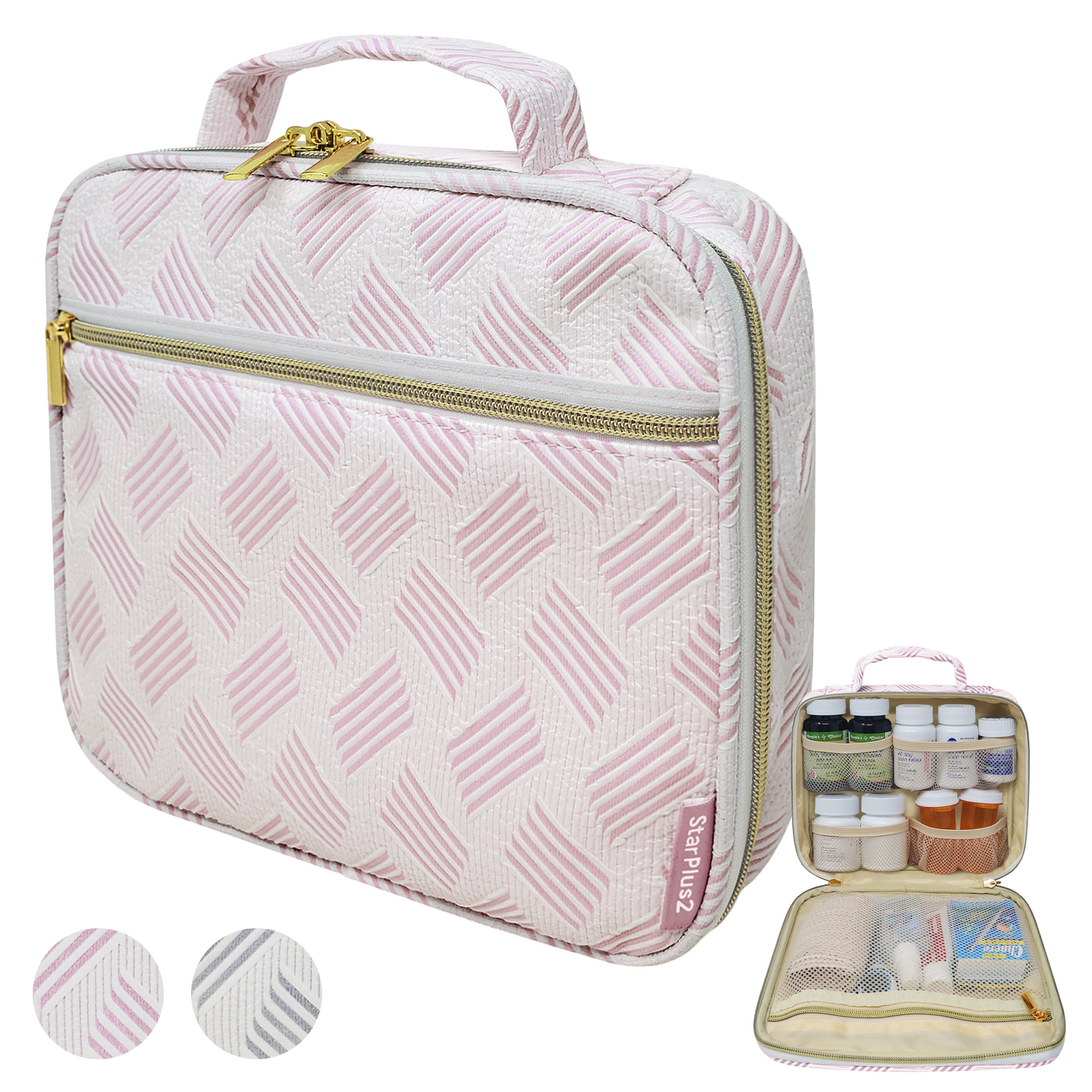 Medium Pill Bottle Organizer Bag - Jacquard Fabric