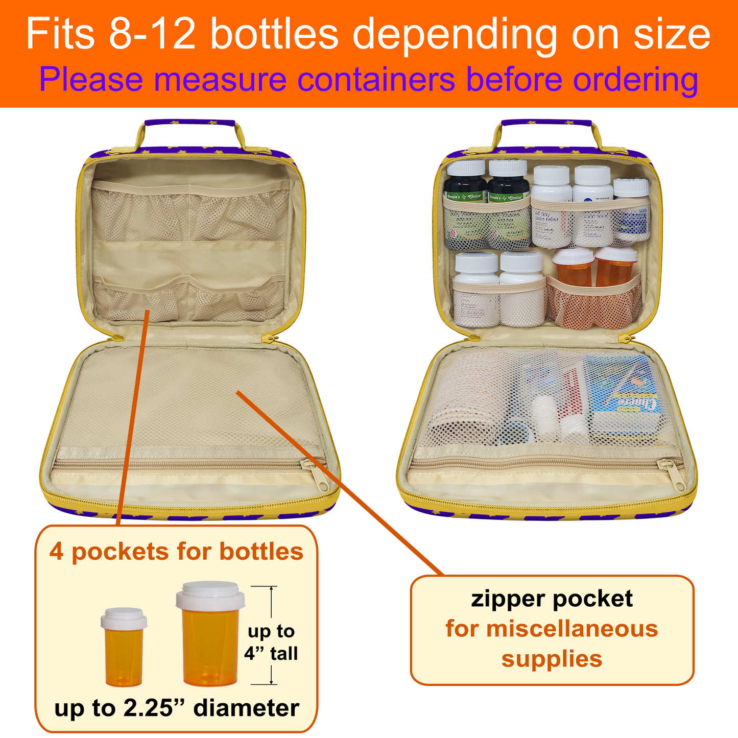 Medium Pill Bottle Organizer Bag for Children