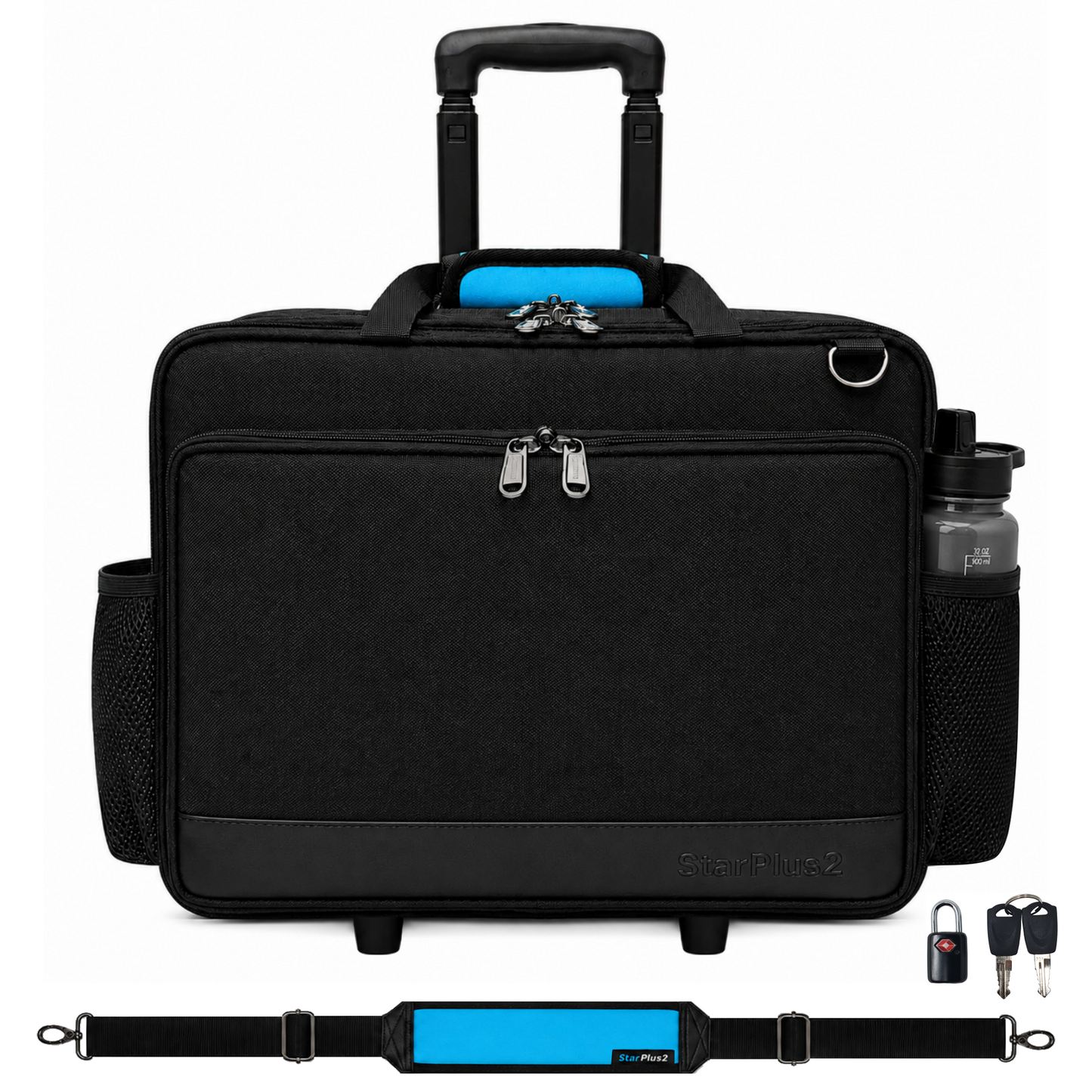 Professional Rolling Nurse Bag, Large Capacity, 4 Lockable Compartments, Telescope Handle, TSA Lock, Shoulder Strap