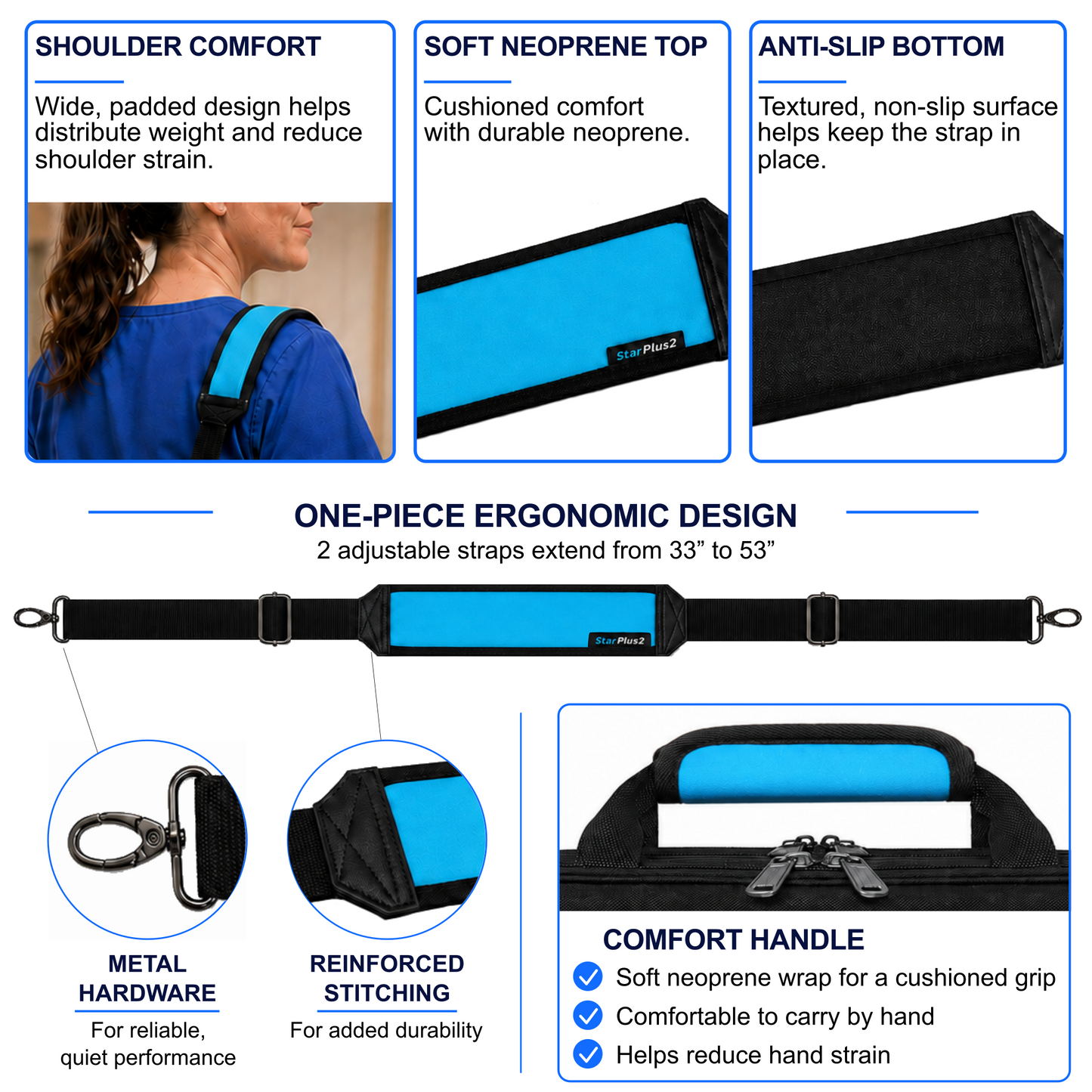 Professional Rolling Nurse Bag, Large Capacity, 4 Lockable Compartments, Telescope Handle, TSA Lock, Shoulder Strap