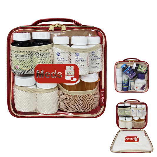 Medium 2-Compartment Clear PVC Pill Bottle Organizer Bag