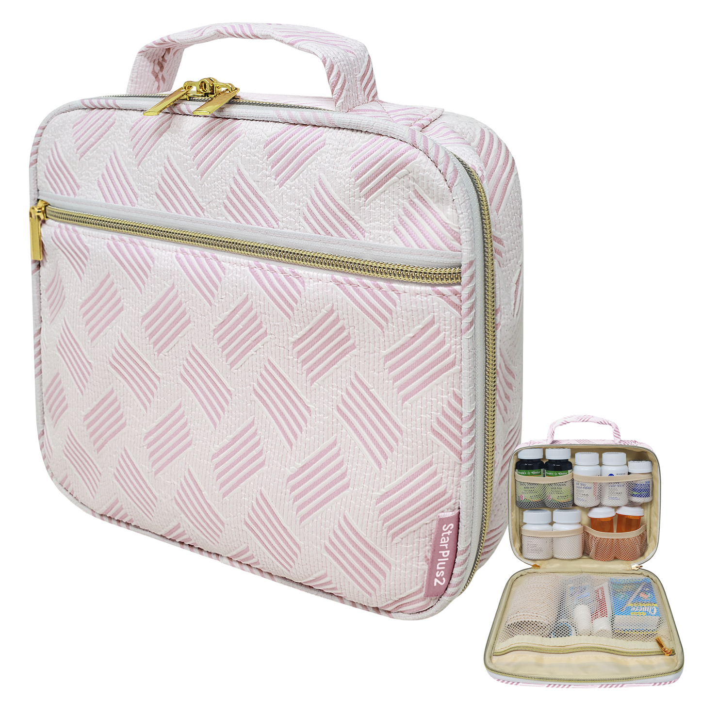 Medium Pill Bottle Organizer Bag - Jacquard Fabric