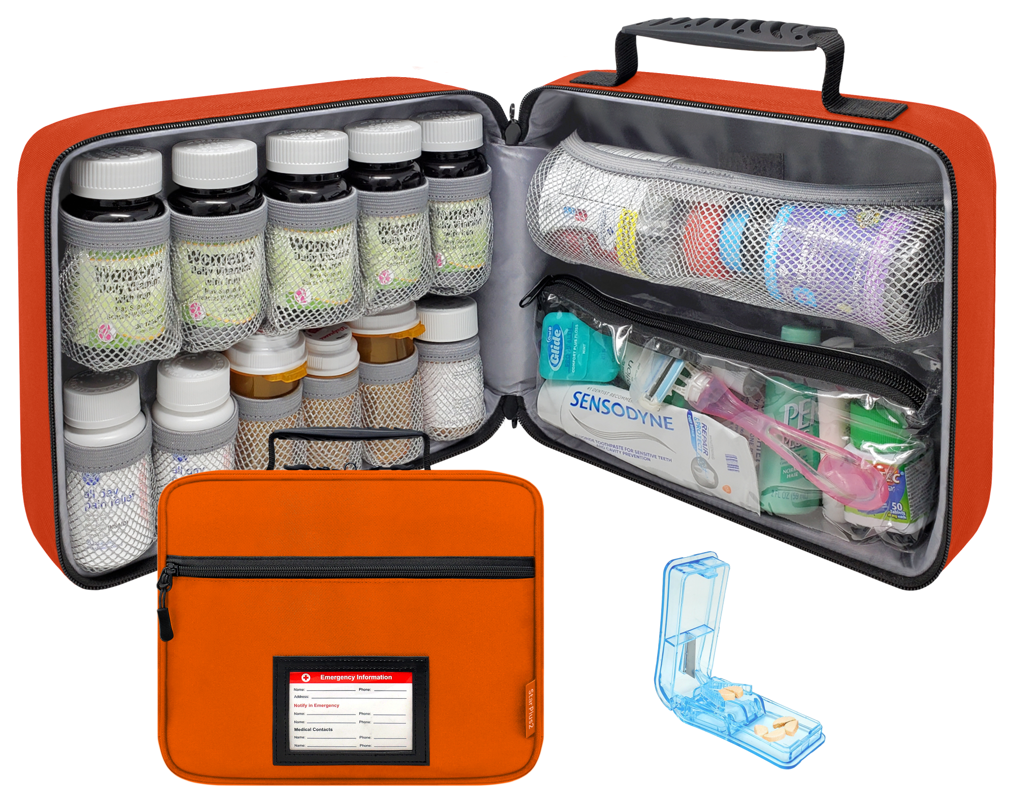 Razbag Portable, Lockable, Prescription Medicine Bag, Included Weekly Pill  Box, Medicine Carrier Holds 20 Various Sizes of Medication Pill Bottles or  use for Vitamins, 3 Pockets for Medical Supplies Large Gray -